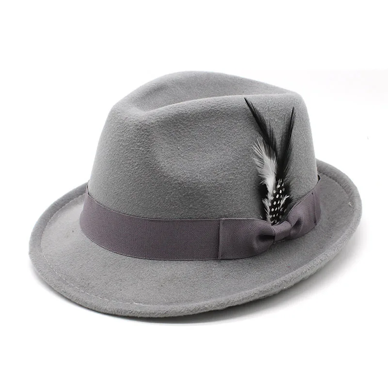 Wholesale Gentleman Trendy Fedora Hat Jazz Wide Brim Felt Hat Dress Panama Hat with Ribbon