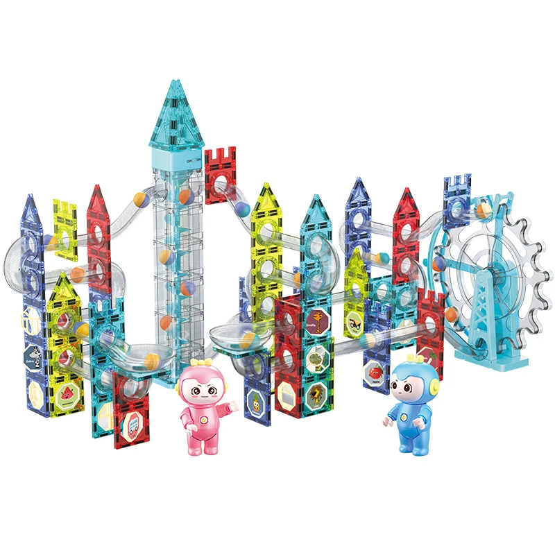Hot Selling Light Electric Magnetic Marble Run Building Blocks 109 PCS for Kids