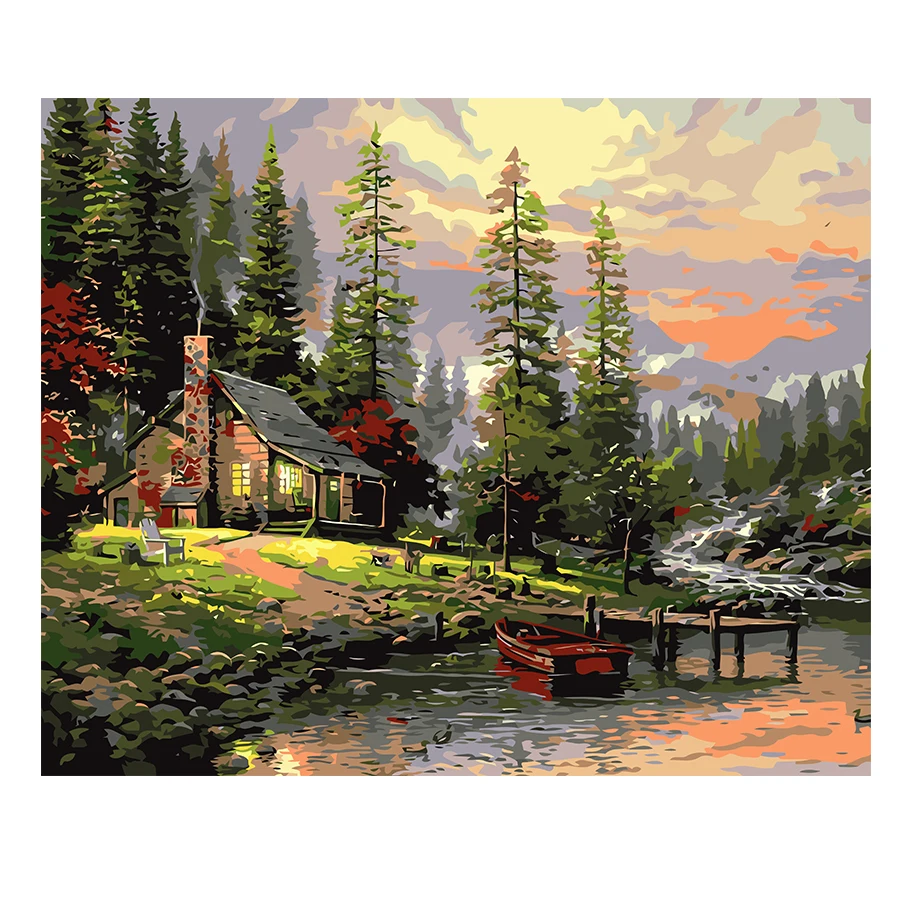 
New product landscape cottage oil painting DIY digital oil painting figure painting digital wall art 