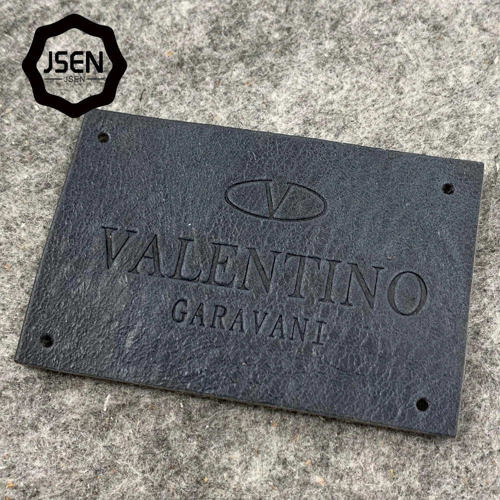 Custom debossed leather patch ,brand leather label tag for jeans clothing