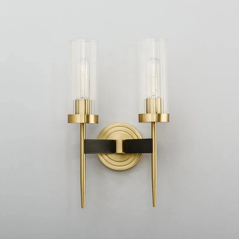 European modern bedroom copper wall sconce glass shade hotel reading bracket decorative mount wall light for home wall lamp