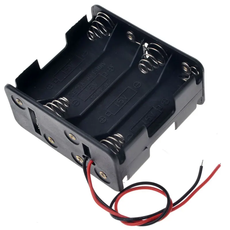 Пластиковый 12V 8 AA батарейный отсек с проводами и переключателем крышки