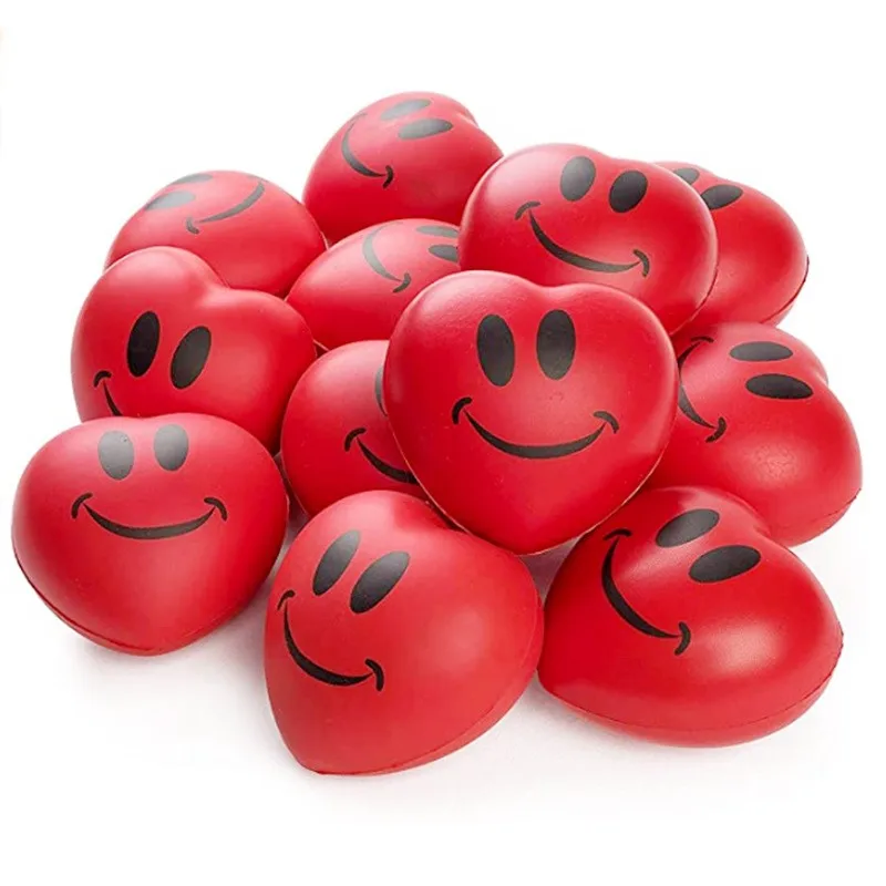 Custom Logo Printing PU Foam Stress Ball Heart Shape Anti Stress Foam Ball Stress Reliever Balls for Business Gifts