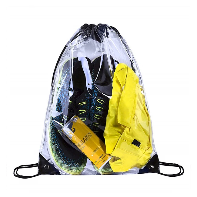 Premium Quality Big Size Travelling Sports Waterproof Transparent PVC Clear Drawstring Bag
