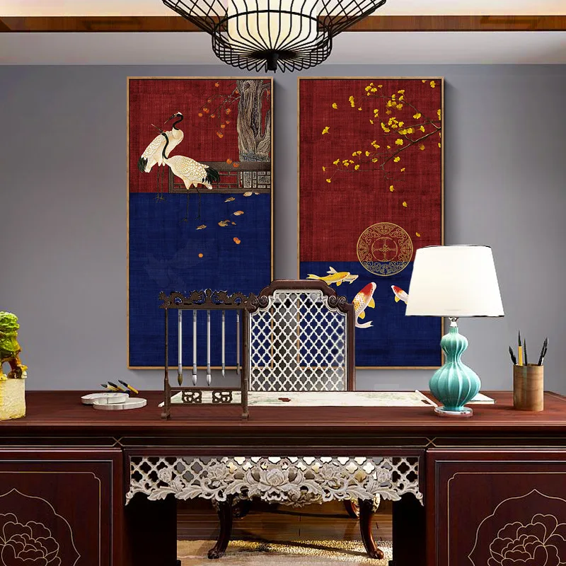 Chinese classical 3 pieces home decor painting Chinese style ancient building canvas oil painting