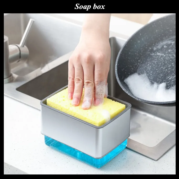 New  style 2 in1 Soap Dispenser and Sponge Dish Soap Dispenser for Kitchen Innovative Holder Countertop Soap Pump Dispenser