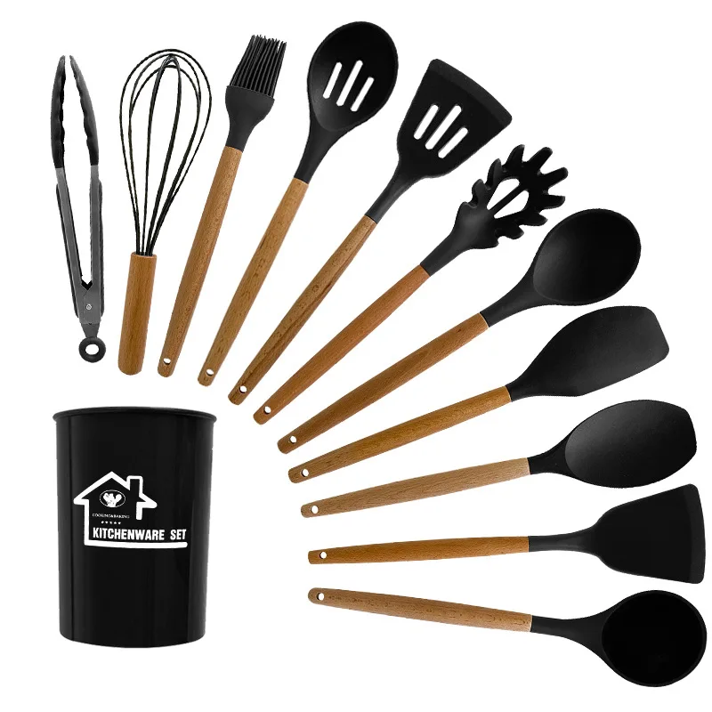 Professional level multi-style multi-color silicon utensils cooking kitchen