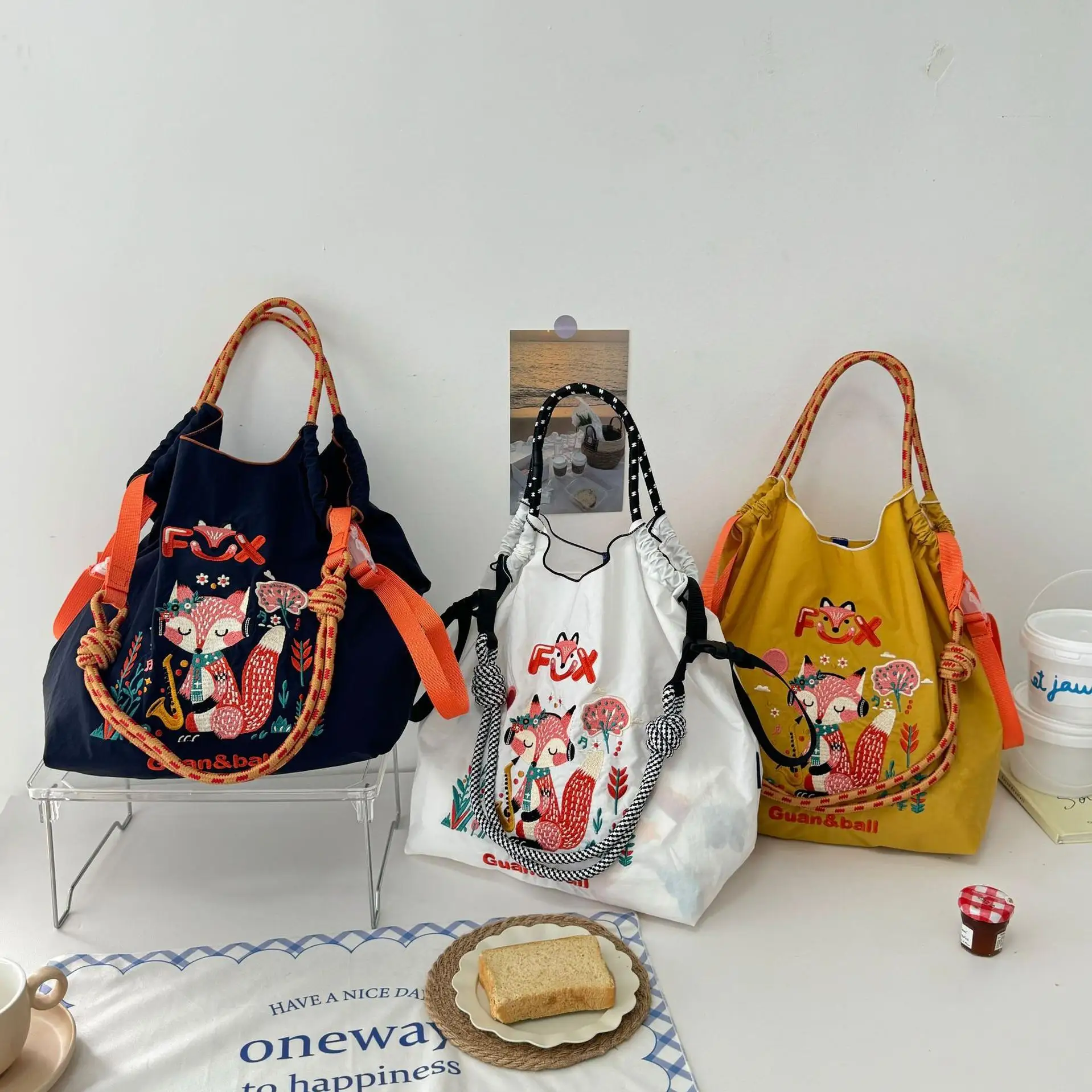 Qetesh Reusable Shopping Bag Handbags Drawstring Mobile Phone Bags Designer Clutch Plastic Nylon Mint Green Plastic Shopping Bag