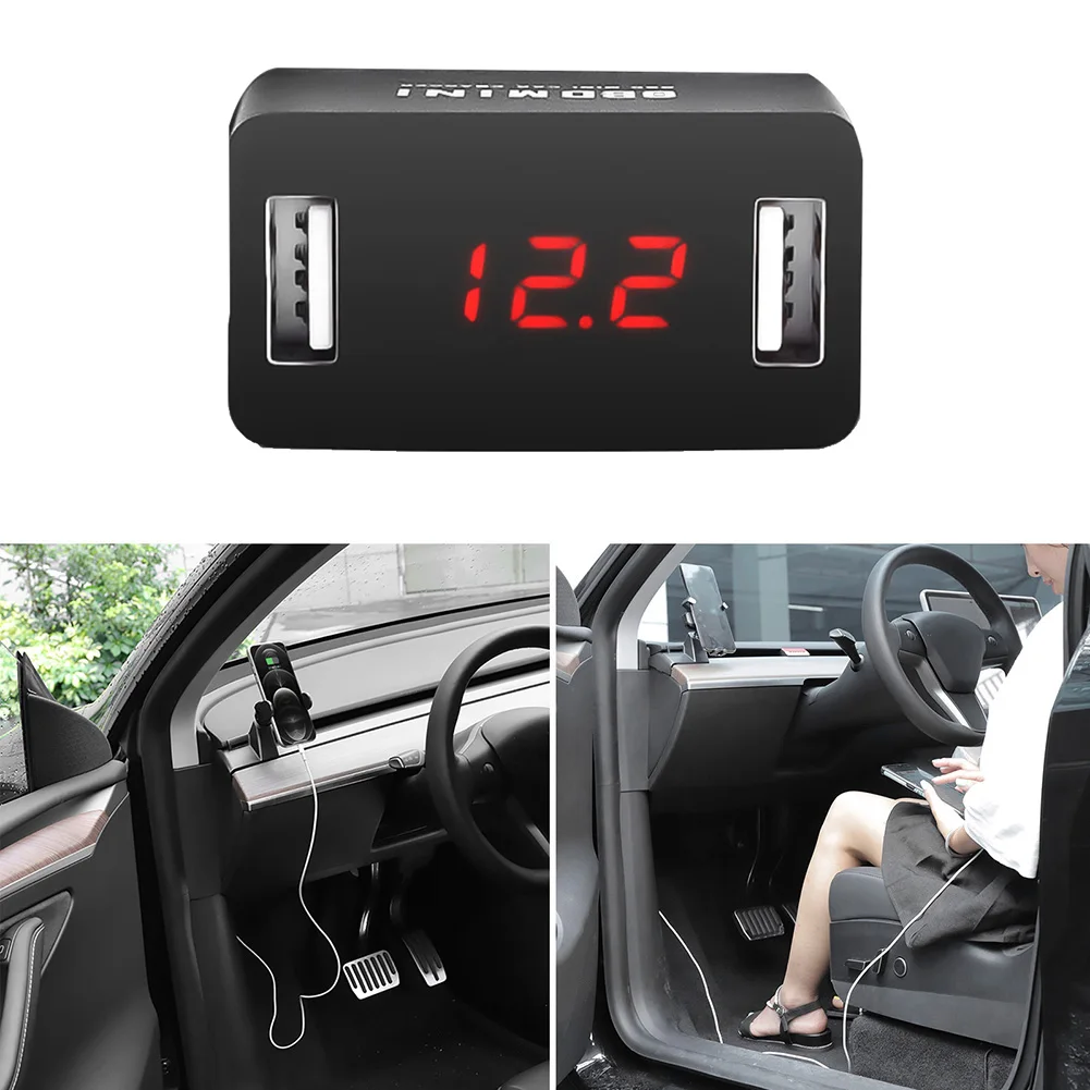12/24V OBD Universal Car Charger Waterproof Dual USB Port Car Adapter With LED digital display Voltmeter Socket