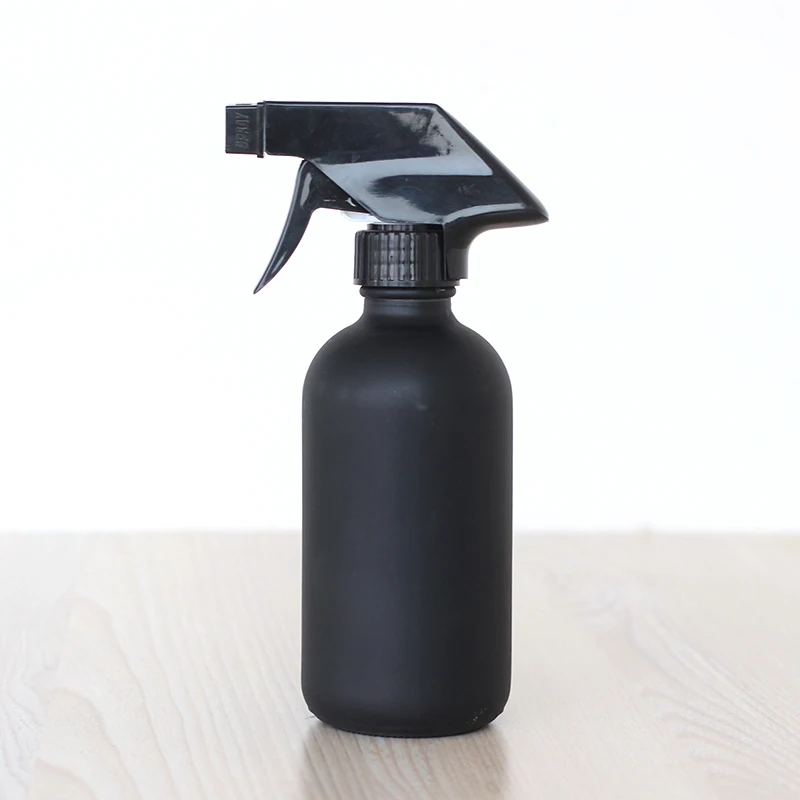 High quality 16oz 500ml matte black glass vodka trigger spray bottle