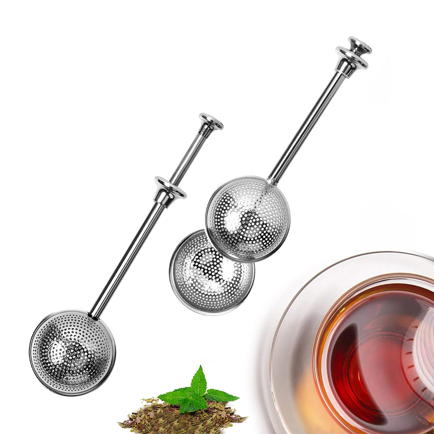 E-PIN Stainless Steel Tea Ball Telescopic Tea Separator Filter Strainer Tea Infusers With Handle