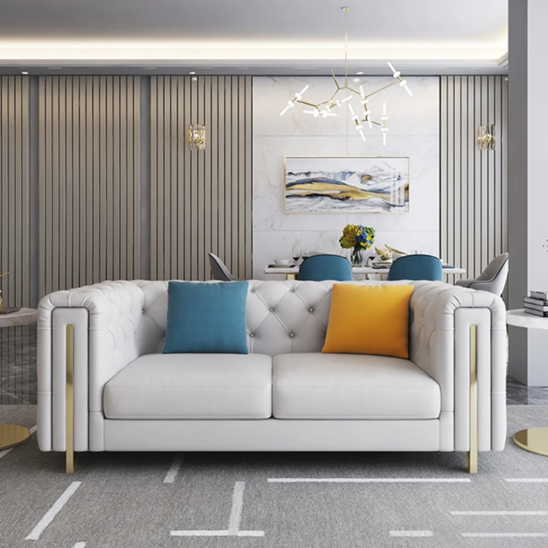 High Quality Modern Design Leather Sofa Set Furniture 3 2 1 Seater Modular Home Wood Frame Sectional Luxury Chesterfield Sofa