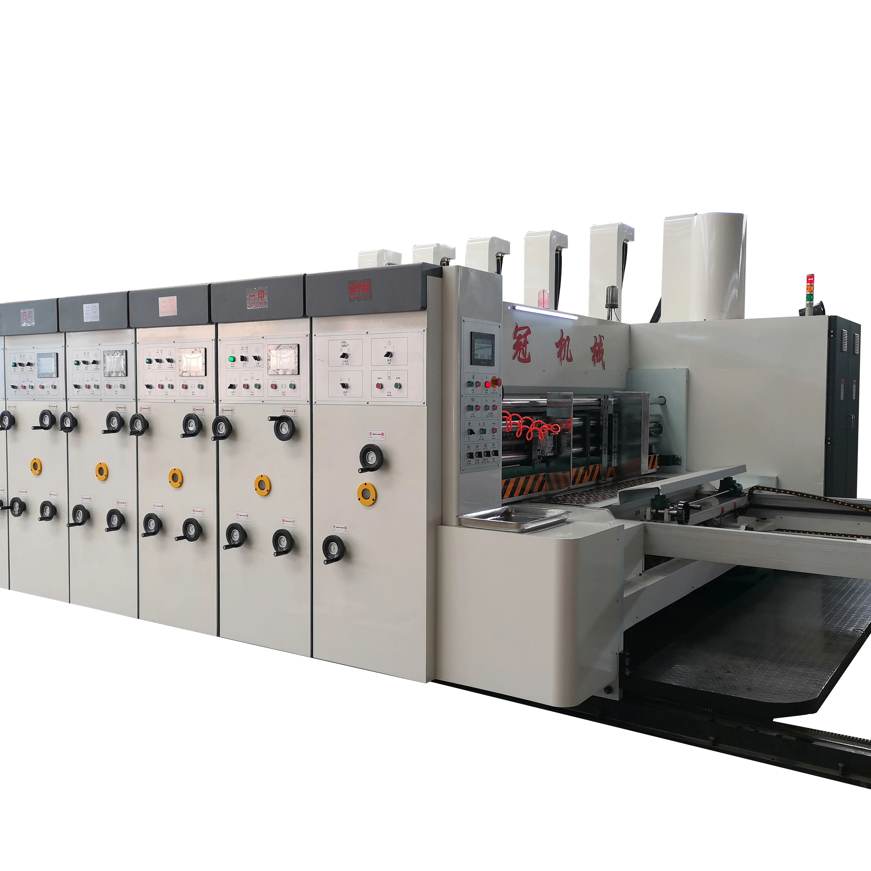 Make Cardboard Boxes Automatic Flexo 4 Color Printer Slotter And Die Cutter Corrugated Board Printing Machine