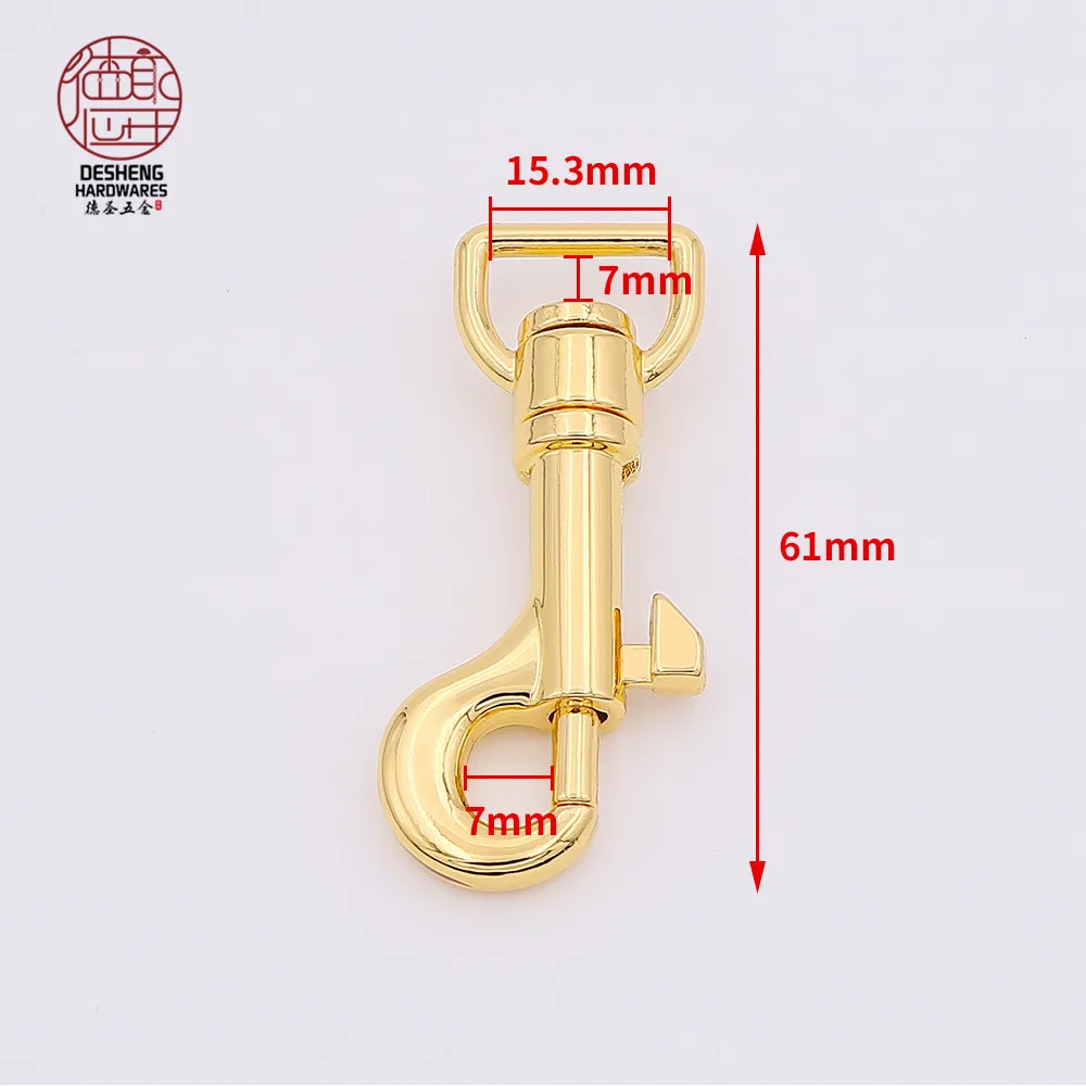 High Quality 24K gold Snap Hooks Metal Zinc Alloy Handbag Strap Clasp Brass Ring Buckle For Bag DIY Key Ring Swivel Hardware