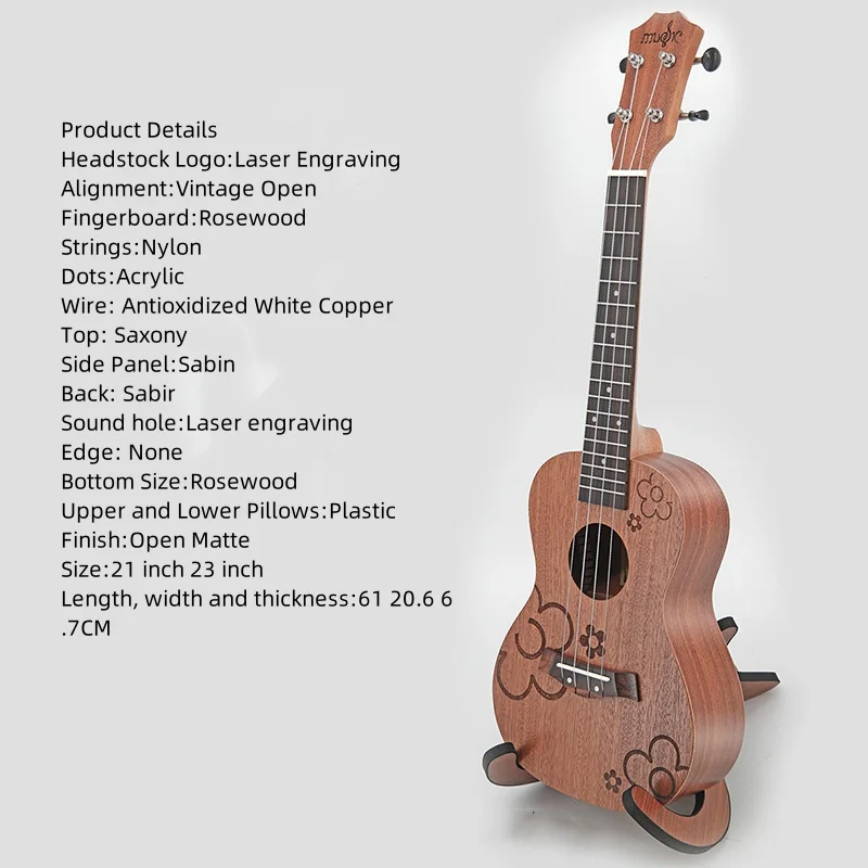 China factory wholesale musical instruments 21 23 26 inch Hawaiian ukulele small guitar ukulele
