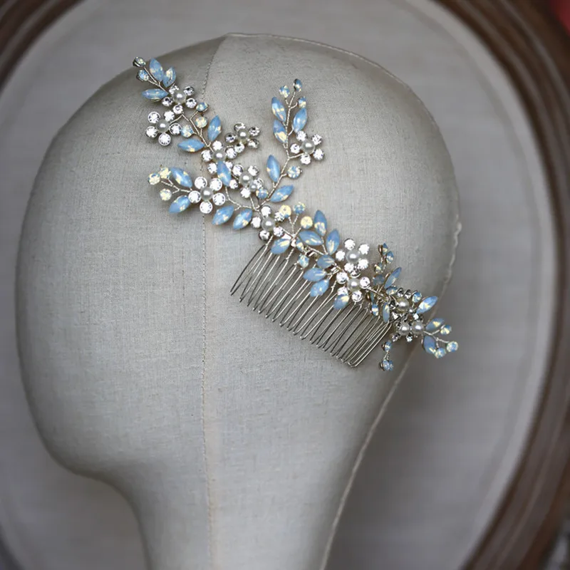 RE3809 opal rhinestone bridal hair comb Korea Japan wedding hair jewelry  retro wedding side hair comb