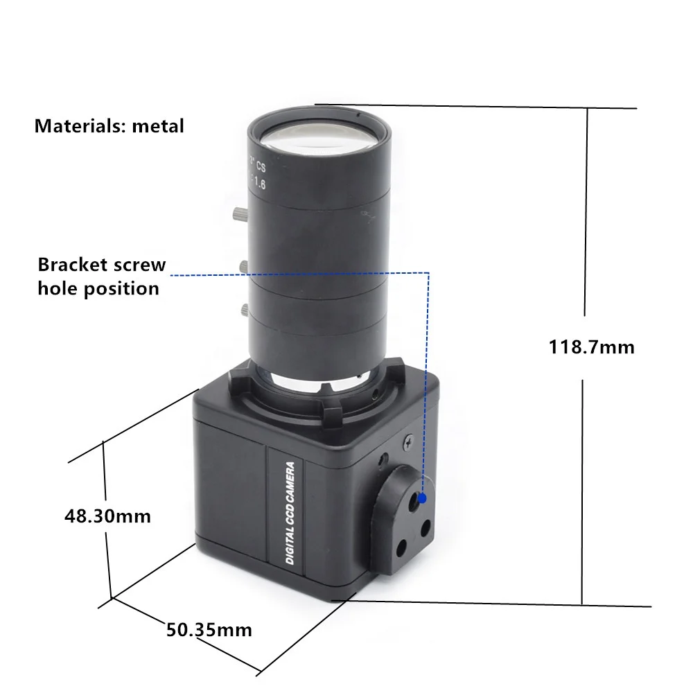 Fast Rate Global Shutter USB Box Camera Industrial Vision Camera black and white with 6-60mm Manual Zoom Varifocus CS Mount lens