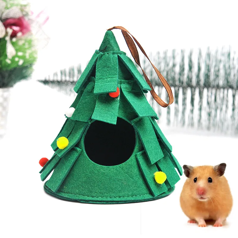 Small Pet Xmas Tent Rabbit Hamster House Large Guinea Pig Cage Animal Bed Accessories Felt Nest