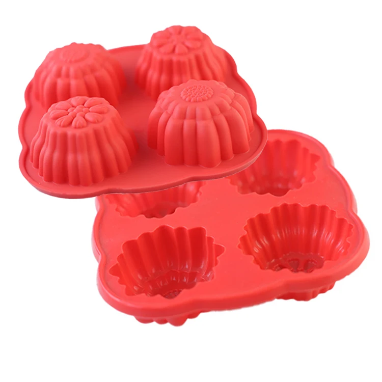 4 Cavity 3D Flower Shape Chocolate Candy Molds Silicone Molds For Baking DIY Ctrafts Jello