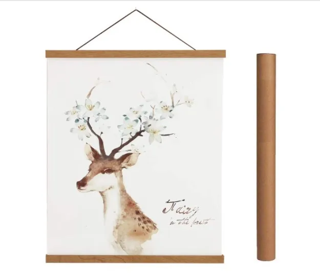 Wall Hanging Picture Frame Magnetic Poster Hanger Personal Rectangle Wooden Frame Photo Frame Teak Custom Size Wooden Posterbars