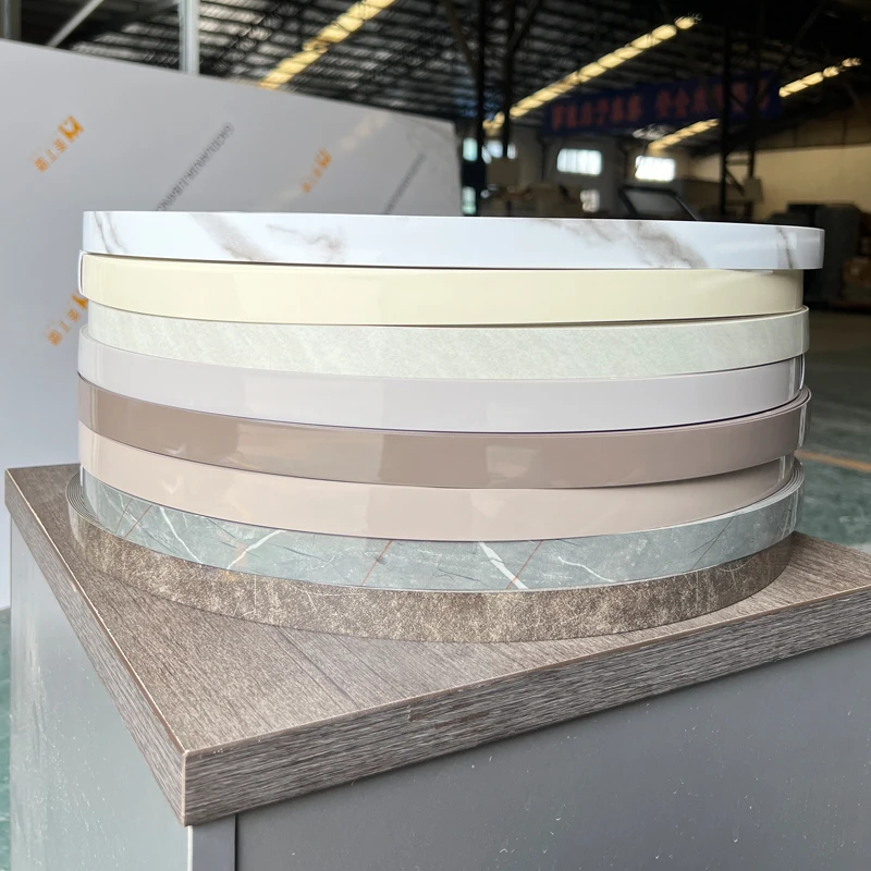 2mm Best Marble Laminate Matt Thick Pre Glued Round Table White Silver Color 3mm Brown Grey Laser Pvc Edge Band Tape