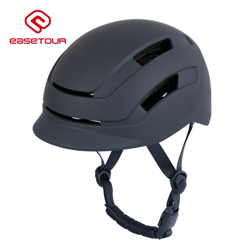 EASETOUR Hot Selling LED Light Adult Bicycle Helmet cascos bicicleta de ruta Black with Visor