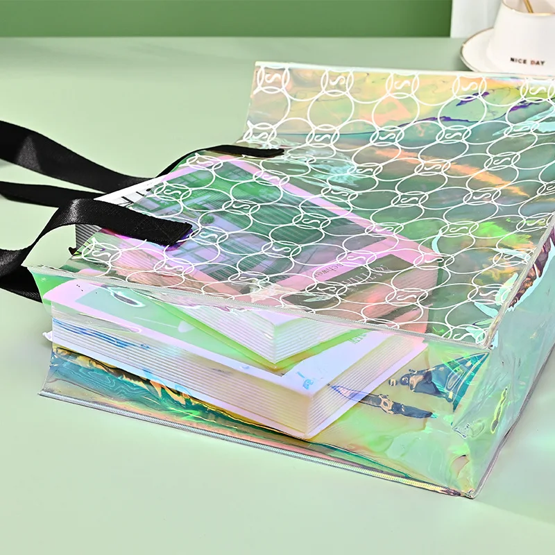 Transparent Holographic Pvc Tote Bag Eco Waterproof Beach TPU Laser Shopping Bags With Logos