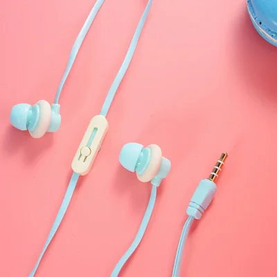 Case Candy Color Cute Earphones Mic head phone For Girls Kids 3.5mm Earbuds For iPhone Samsung MP3 iPod Cellphone