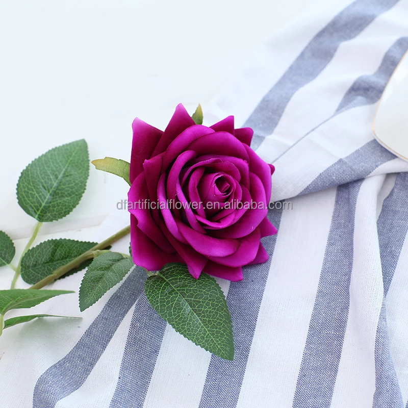 H77  Hot Sale Single Velvet Artificial Flowers Bulk Wedding arrangement centerpiece Decorative Long Stem Red Roses