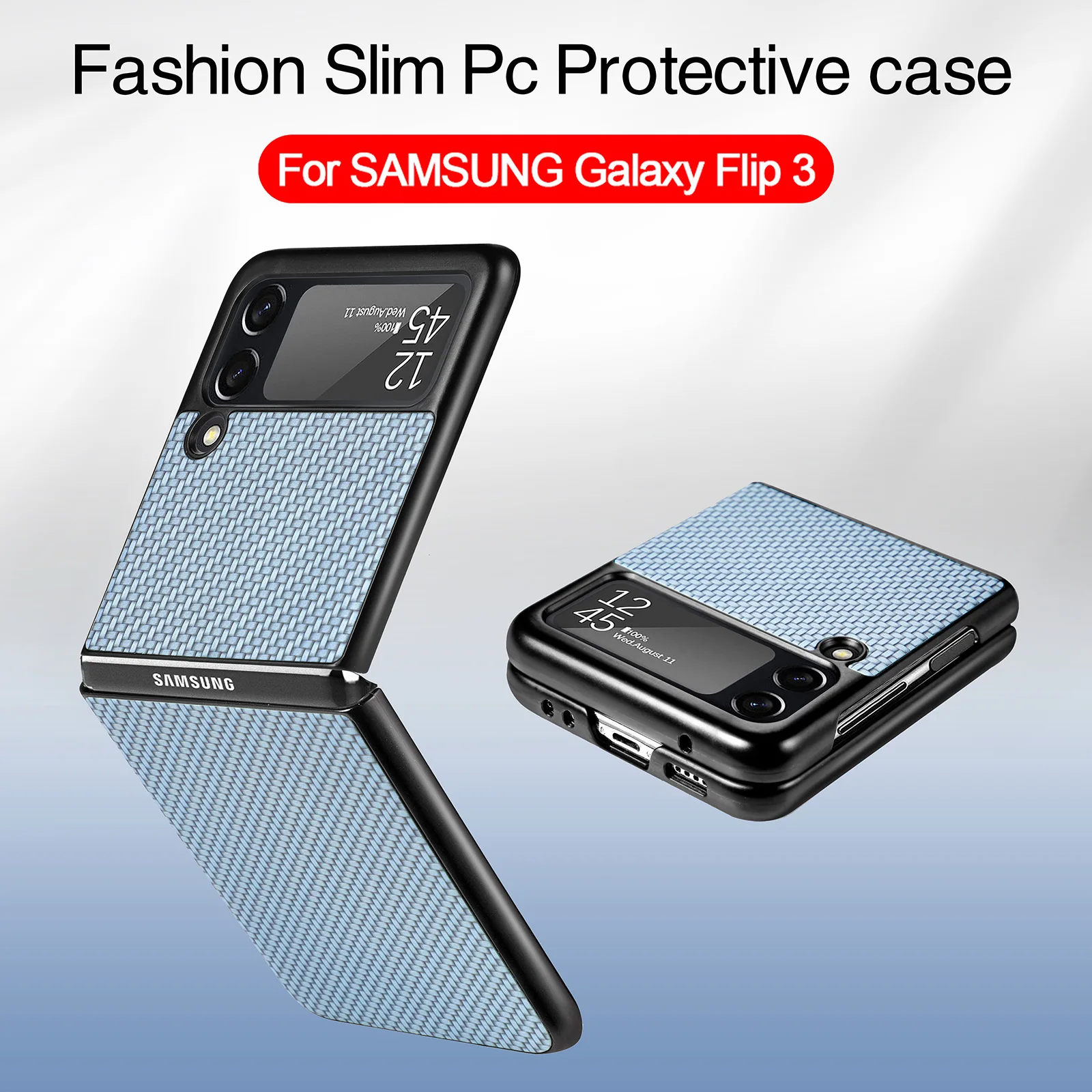Carbon Fiber Pattern Ultra-Thin Design Protective Shell For Samsung GalaxyZ Flip3 Folding Screen Mobile Phone Case PC