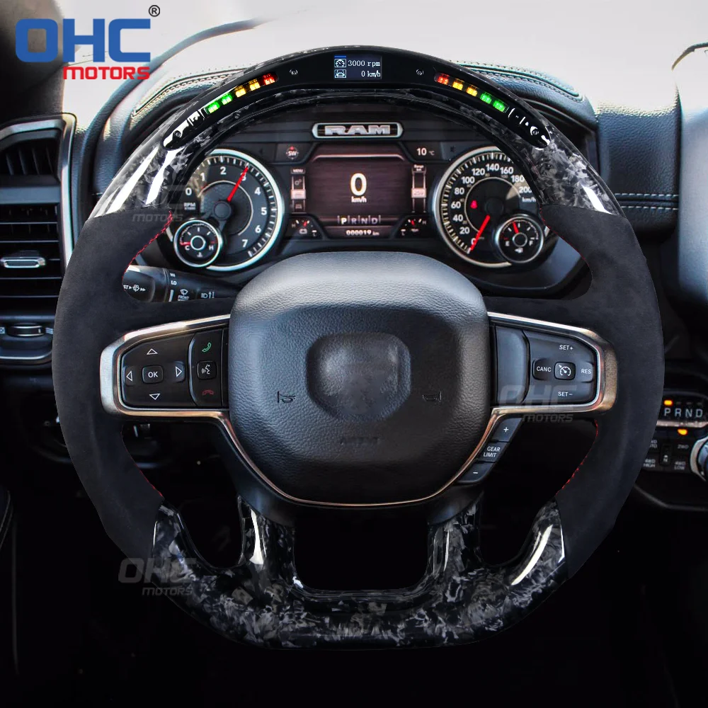 Led Carbon Fiber Forged Steering Wheel For Dodge Custom Steering Wheels Ram 1500 2019 2020 2021 Trx Rebel Laramie Ohc Motors