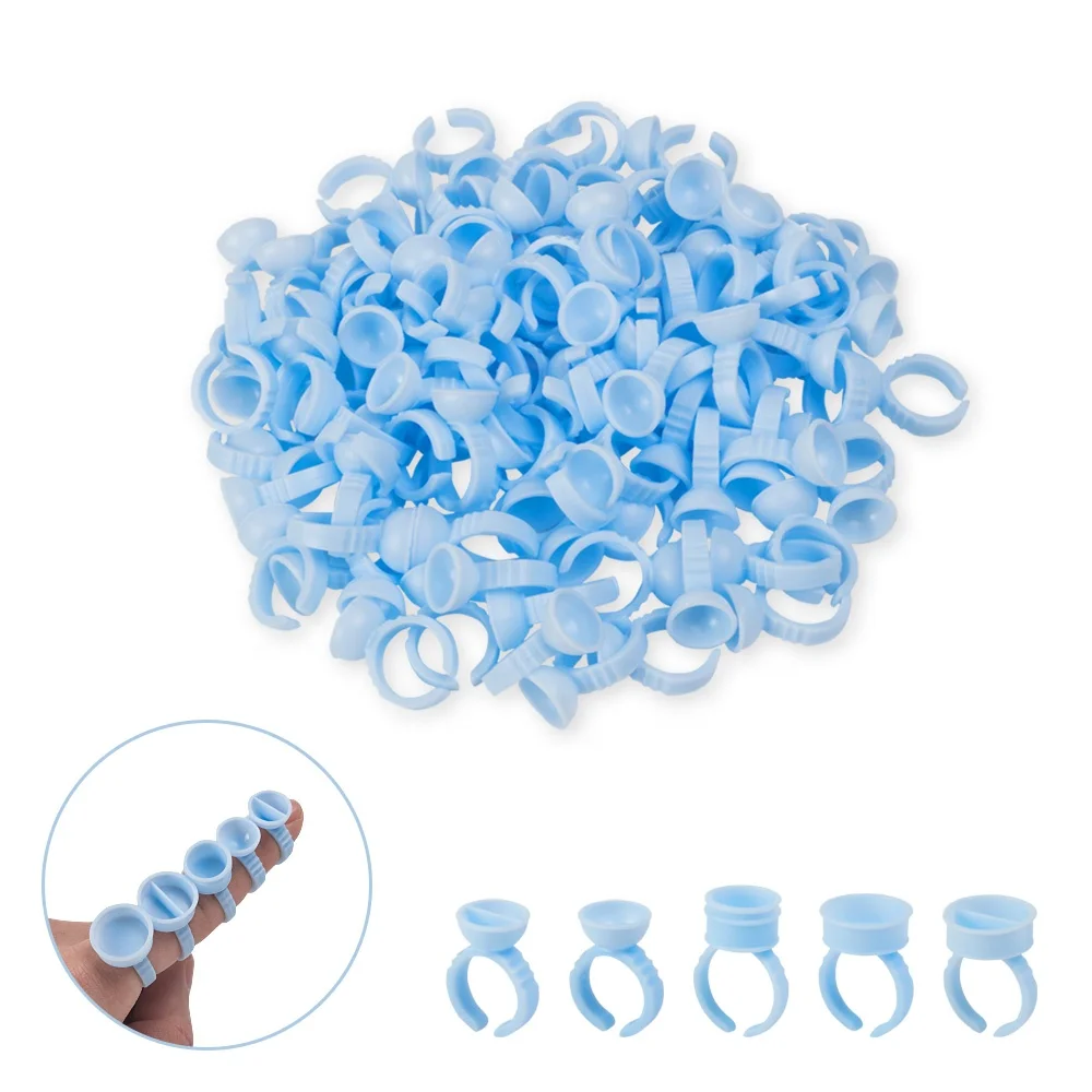 100pcs  One-time harmless Makeup Ring Eyelashes Extension Adhesive Glue Holder Plastic Pigment Ring Tattoo Ink Cup Accessories