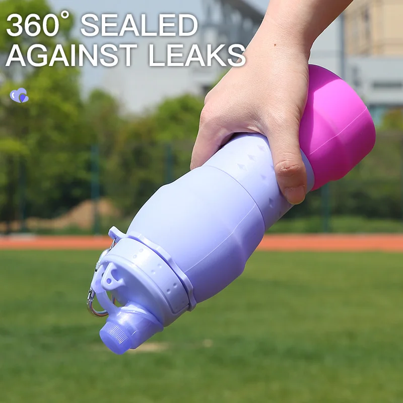 600ML Mix Custom Color Sports Collapsible Silicone Water Bottle For Outdoor Sports And Fitness