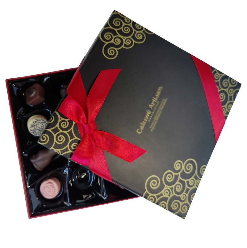 Роскошные необычные упаковочные бумажные коробки для шоколада с индивидуальным принтом, упаковка с блистерным лотком