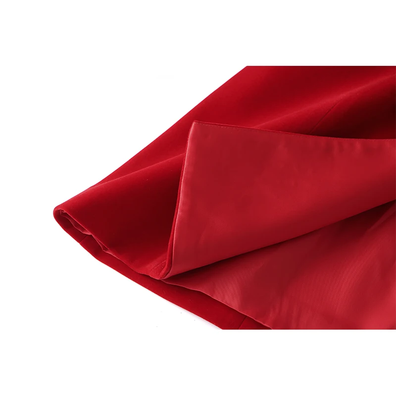 2023 New Year Christmas Red Color Satin Shawl Collar Luxury Velvet Dinner Blazer Dress Top Quality