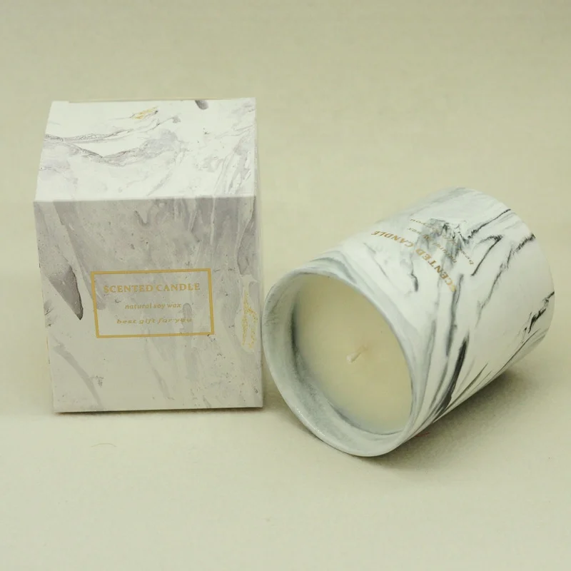 Custom Ceramic Concrete Candle Jar with color box