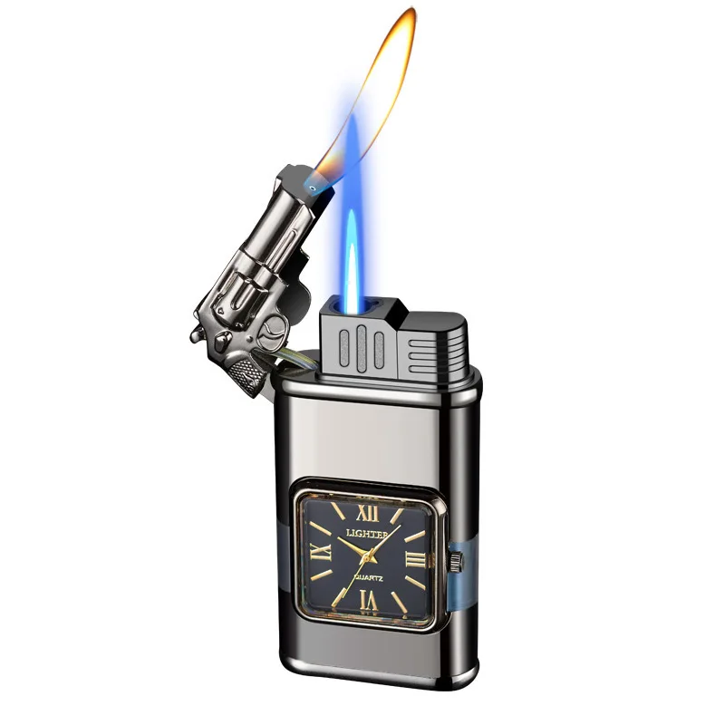 Creative Double Flame Metal Gas Lighter Portable Windproof Torch Cigar and Watch Lighter with Luxury Logo Design