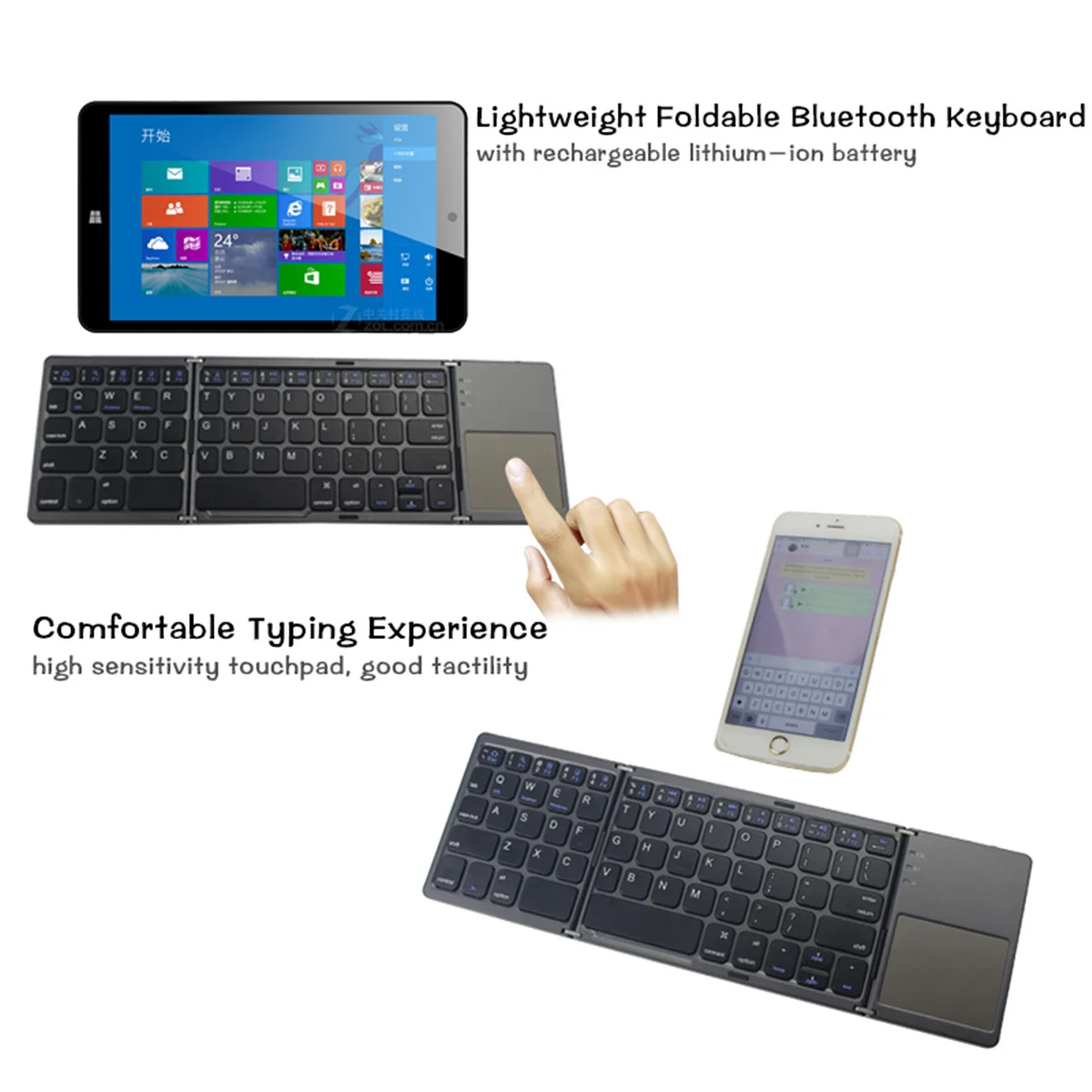 2021 new product foldable mini wireless keyboard with touchpad suitable for Windows Android iOS tablet smartphone
