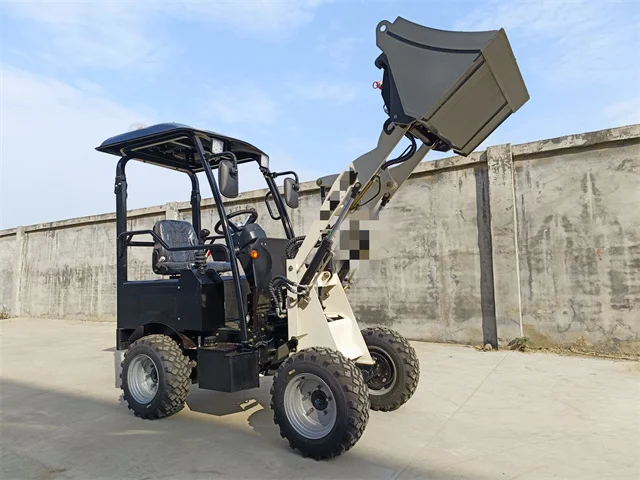 Mini 4wd electric wheel loader with quick attach pallet fork for horse/cattle farm/chicken coop
