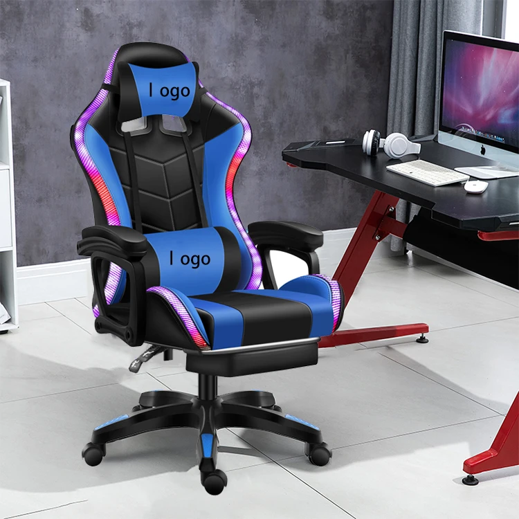 Manufacture Made Ergonomic Massage RGB LED Racing Silla Gamer Chair PU Leather Computer Gaming Chair With Lights and Speakers