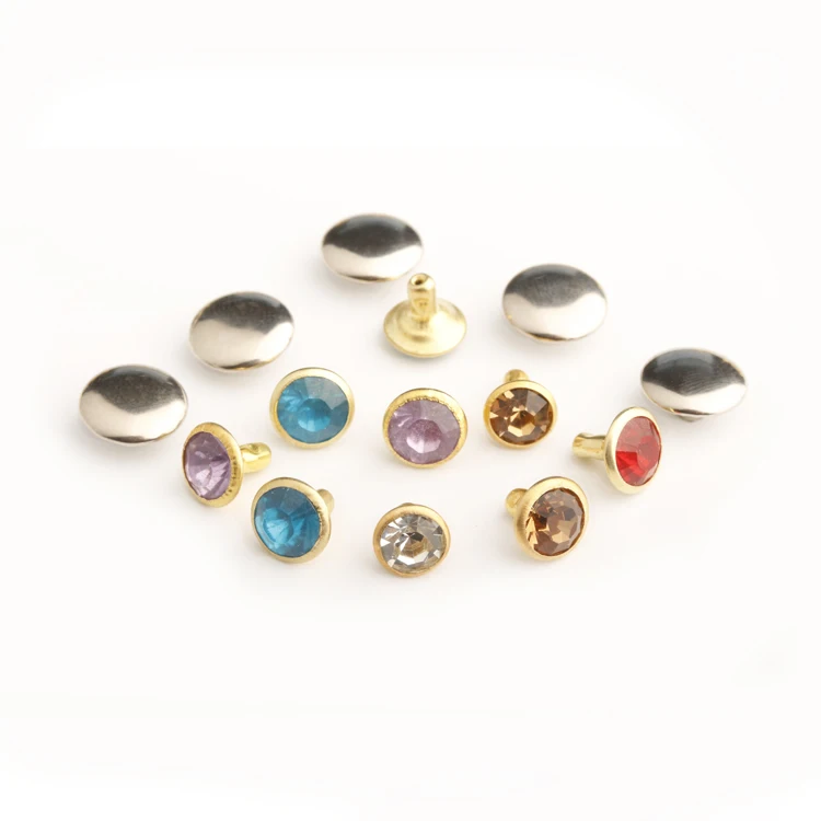 Rivet Jewelry Rivets for Clothing Factory Custom Rhinestone Metal Garment Rivets Fancy Rhinestone Clothing Decoration Close-end
