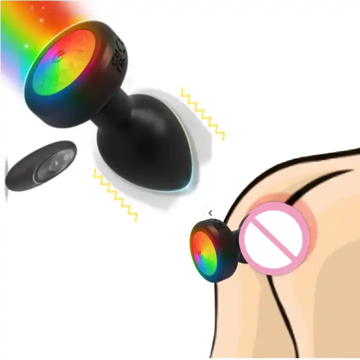 Luminescent Wireless Remote Control Vibrating Anal Plug Masturbation Silicon Anal Plug Led Light Remote Anal Plug For Woman