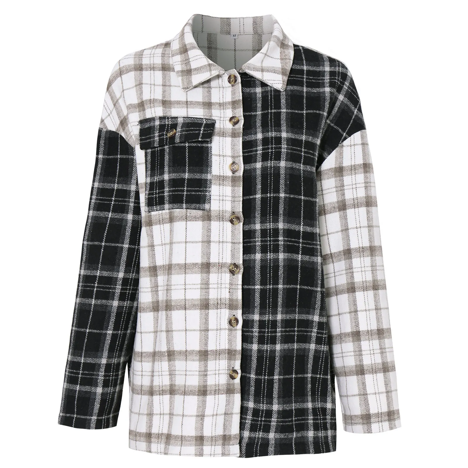High quality chinese supplier leisure plaid ladies jacket flannel shirts, women turn-down collar casual shirt coats