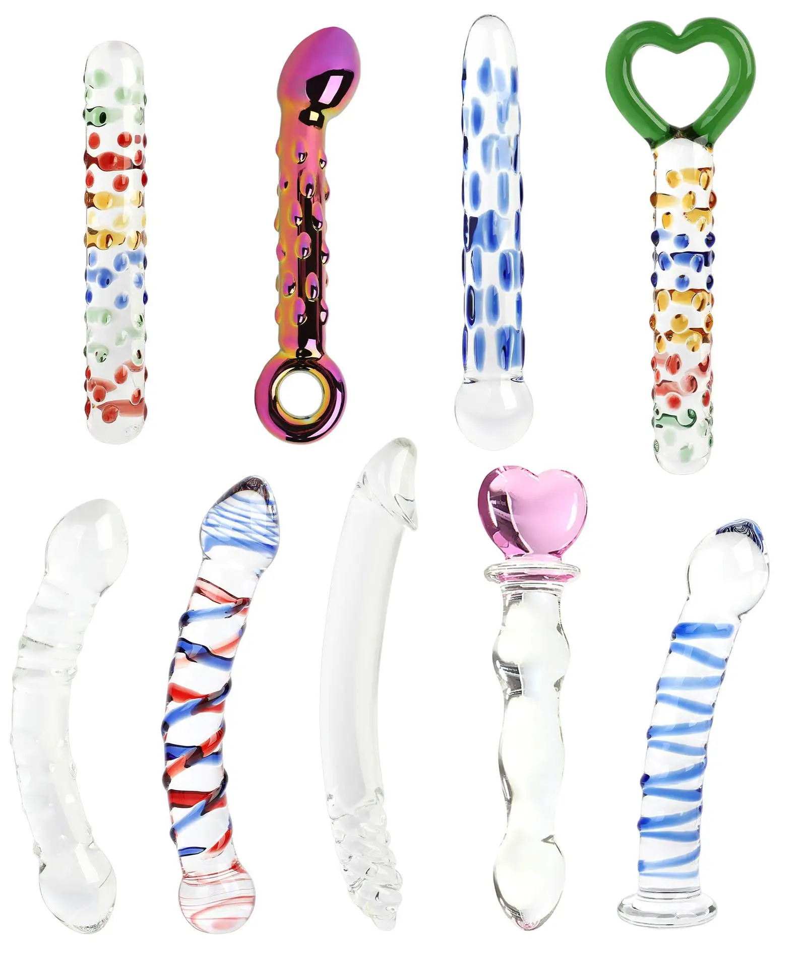 Types Set Unique Design Glass SM G-spot Pleasure Anal Butt Plug Stimulator  Sex Toy Adult Products Crystal Glass Anal Plug