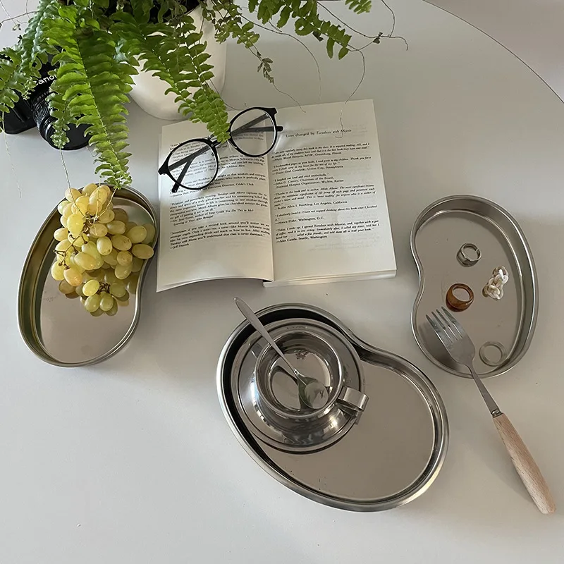 Modern style metal tray decorative kidney stainless steel tray