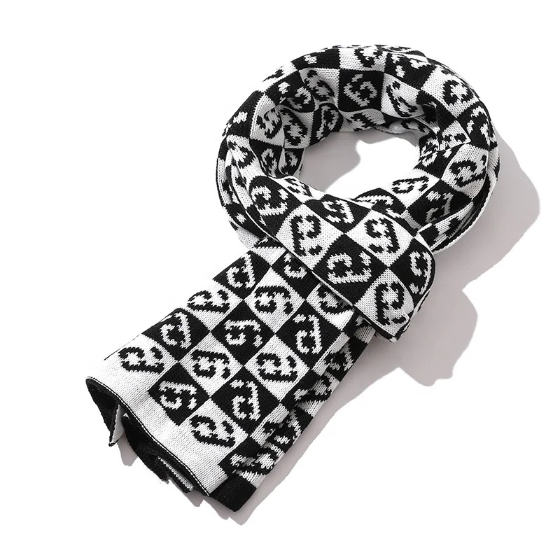 Custom Korean Classic Number Messy Scarf Geometric Fashion Wild Shawl Autumn Winter Warmer Shawl Scarf