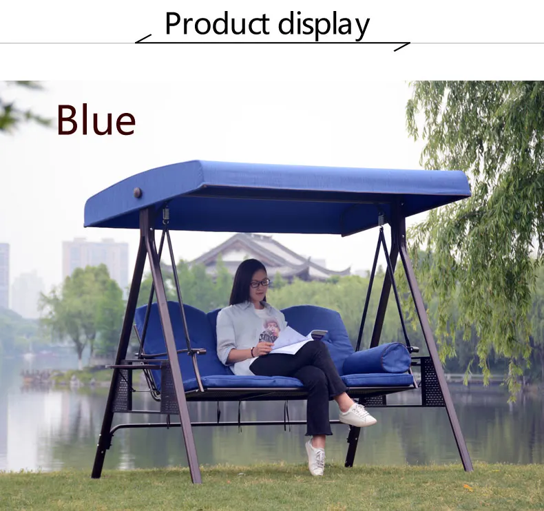China manufacture outdoor courtyard luxury iron three person canopy patio swing chair