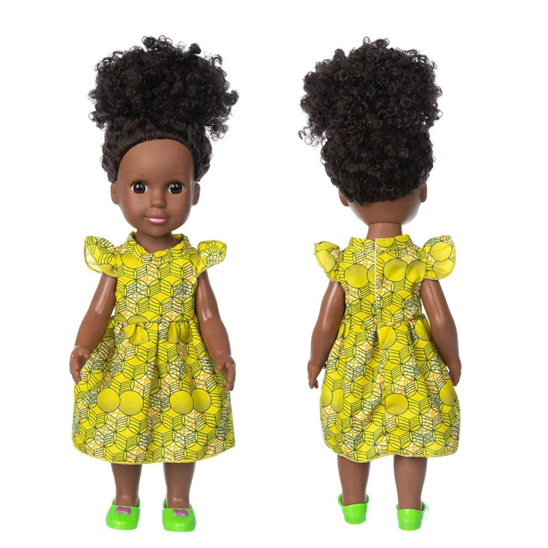 Hot Stock 35cm Baby Girl Doll Vinyl 14inches Black Plastic Doll Girl Gift Dolls