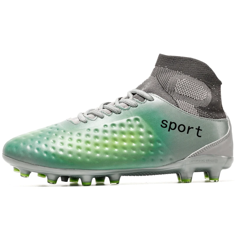 
2019 US 12 High Ankle Fashion Breathable Chuteira HG Green Football Shoes Suppliers Men Soccer Boots 