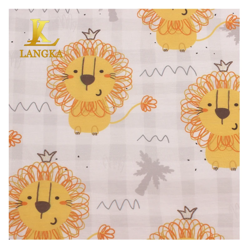 Langka factory custom digital printed 100 percent recycled polyester fabric for garment